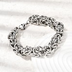 201 Stainless Steel Byzantine Chains Chain Bracelets for Women Men, Stainless Steel Color, 8.86 inch(22.5cm)(STAS-T077-18P)