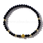 Handmade Faceted Seed Beaded Stretch Bracelets, Cross Bracelets for Women Men, Black(MZ9145-1)