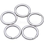 304 Stainless Steel Keychain Clasp Findings, Ring, Stainless Steel Color, 32mm, Wire: 2mm(STAS-PH0002-22P)