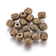 Tibetan Style Beads, Zinc Alloy Beads, Lead Free & Nickel Free & Cadmium Free, Barrel, Antique Bronze Color, 6mm in diameter, 6mm long, hole: 1.6mm(X-MLF0888Y-NF)