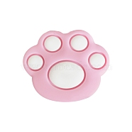Bear Paw Food Grade Eco-Friendly Silicone Focal Beads, Chewing Beads For Teethers, Pink, 28.5mm(PW-WG35619-04)