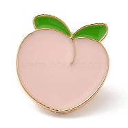 Fruit Theme Enamel Pins, Light Gold Alloy Badge for Backpack Clothes, Peach, 18x17.5x2mm(JEWB-A013-03B)
