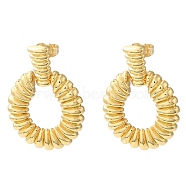 Rack Plating Brass Dangle Stud Earrings, Hollow Oval, Real 16K Gold Plated, 35x24.5mm(EJEW-M230-02G)