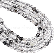 2 Strands Natural Black Rutilated Quartz Beads Strands, Faceted, Round, 2~2.5x2mm, Hole: 0.2mm, about 158~205pcs/strand, 15.7~16.7 inch(40~42.5cm)(G-NB0004-63)