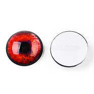 Glass Cabochons, Half Round with Eye, Red, 20x6.5mm(GGLA-T004-03C)