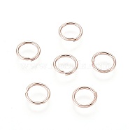 304 Stainless Steel Open Jump Rings, Rose Gold, 21 Gauge, 6x0.7mm, Inner Diameter: 5mm(STAS-O098-01RG-10)