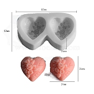Valentine's Day Food Grade Silicone Molds, Fondant Molds, for DIY Cake Decoration, Chocolate, Candy, UV Resin & Epoxy Resin Craft Making, Heart, 87x52x26mm(PW-WG92576-02)