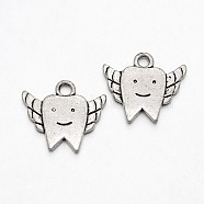 Tooth with Wing Tibetan Style Alloy Pendants, Cadmium Free & Lead Free, Antique Silver, 18x20x2mm, Hole: 2mm, about 500pcs/1000g(TIBEP-N008-28AS-RS)