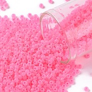 TOHO Round Seed Beads, Japanese Seed Beads, Frosted, (910F) Hot Pink Ceylon Pearl Matte, 11/0, 2.2mm, Hole: 0.8mm, about 1110pcs/10g(X-SEED-TR11-0910F)