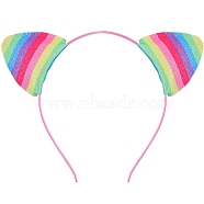 Cat Ear Cloth Hair Bands for Women, Colorful, 140x120mm(PW-WG17332-03)