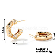 Copper Geometric Micro Zircon Stud Earrings, Fashionable European and American Style, Golden, 19x19x4mm(KI5789-2)