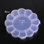 Transparent Plastic Bead Containers, with 13 Compartments, for DIY Art Craft, Nail Diamonds, Bead Storage, Flower, Clear, 15.5x2cm(X1-CON-YW0001-12)