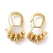 Rack Plating Brass Lobster Claw Clasps, with Shell, Cadmium Free & Lead Free, Real 18K Gold Plated, Long-Lasting Plated, Crown, 18x11x6.5mm, Hole: 3x1.6mm(KK-C025-02F-G)