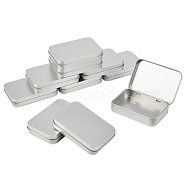 Conjoined Flip Tinplate Box, Storage Containers for Jewelry Beads, Candies, Rectangle, Platinum, 3-1/2x2-3/8x3/4 inch(8.8x6x1.8cm)(CON-WH0069-52)