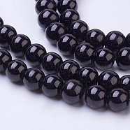 Painted Glass Bead Strands, Baking Paint, Round, Black, 8mm, Hole: 1.3~1.6mm, about 100pcs/strand, 31.4 inch(X-DGLA-S071-8mm-90)