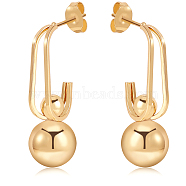 Titanium Steel Round Ball Dangle Stud Earrings for Women, Golden, 30x10x10mm, Pin: 0.8mm(JE1107A)