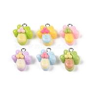 Opaque Resin Pendants, Macaron Color Charms with Platinum Plated Iron Loops, Mixed Color, Tree, 15x19x8mm, Hole: 2mm(MACR-P043-N05)