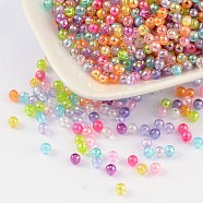 Eco-Friendly Transparent Acrylic Beads, Round, AB Color, Mixed Color, 4mm, Hole: about 1.2mm; about 17000pcs/500g.(PL731M)