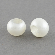 Spray Painted Glass Beads, Large Hole Beads, Rondelle, White, 8~9x5.5mm, Hole: 3~3.5mm(DGLA-R014-8mm-09)