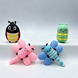PVC Plastic Pendants, Insects Chamrs, Mixed Color, 46.5~60.5x26.5~55x19.5~23.5mm, Hole: 2mm(PL-CBAC107-05)