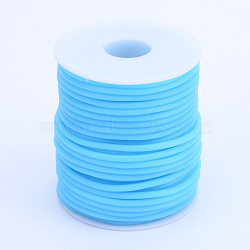Hollow Pipe PVC Tubular Synthetic Rubber Cord, Wrapped Around White Plastic Spool, Deep Sky Blue, 3mm, Hole: 1.5mm, about 27.34 yards(25m)/roll(RCOR-R007-3mm-05)
