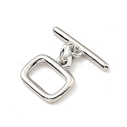 Brass Toggle Clasps, Rectangle, Cadmium Free & Lead Free, Long-Lasting Plated, Platinum, ring: 11x10.5x1.5mm, hole: 1.2mm, bar: 4x14.5x1.5mm, Hole: 1.2mm(KK-G416-67P)