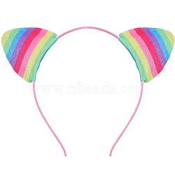 Cat Ear Cloth Hair Bands for Women, Colorful, 140x120mm(PW-WG17332-03)