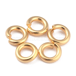 Rack Plating Brass Jump Rings, Open Jump Rings, Long-Lasting Plated, Real 24K Gold Plated, 4x1mm, 18 Gauge, Inner Diameter: 2mm(X-KK-O139-18K-G)