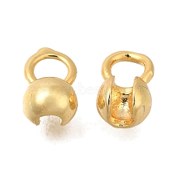 Brass Bead Tips, Calotte Ends, Real 18K Gold Plated, 6x4, Hole: 1.5mm(KK-K388-50G)