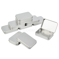 Conjoined Flip Tinplate Box, Storage Containers for Jewelry Beads, Candies, Rectangle, Platinum, 3-1/2x2-3/8x3/4 inch(8.8x6x1.8cm)(CON-WH0069-52)