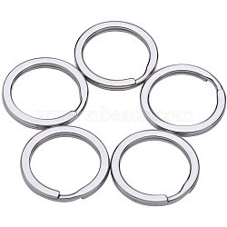 304 Stainless Steel Keychain Clasp Findings, Ring, Stainless Steel Color, 32mm, Wire: 2mm(STAS-PH0002-22P)