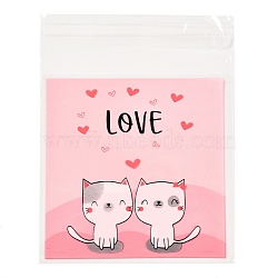 Plastic Bakeware Bag, with Self-adhesive, for Chocolate, Candy, Cookies, Cat Pattern, 13x10x0.03cm, about 95~100pcs/bag(ABAG-L013-B04)