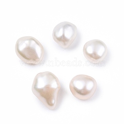 Natural Baroque Keshi Pearl Beads, Freshwater Pearl Beads, No Hole, Nuggets, Linen, 6.5~10x6.5~8x6.5~8mm(PEAR-N020-P11)