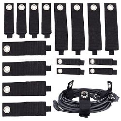 Heavy-Duty Wrap-It Storage Straps, Nylon Hook and Loop Extension Cord Organizer Hanger, Cord Wrap Keeper, Cable Straps, Black, 16pcs/set(AJEW-GF0001-78)