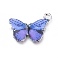 Alloy Enamel Pendants, Cadmium Free & Lead Free, Butterfly, Platinum, Blue Violet, 20x12.5x2.2mm, Hole: 1.6mm(ENAM-K065-A02-P-RS)