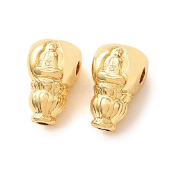 Buddhist Brass Beads, Gourd with Buddha, Rack Plating, Long-Lasting Plated, Golden, 12.5x7.5x7.5mm, Hole: 2mm(KK-CBA25B2-13G)