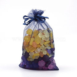 Organza Gift Bags with Drawstring, Jewelry Pouches, Wedding Party Christmas Favor Gift Bags, Midnight Blue, 12x9cm(OP-R016-9x12cm-21)