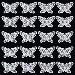 Butterfly Shape Polyester Lace Embroidery Sewing Ornament Accessories, for DIY Garment, Hat, Bag, White, 41x64x1mm(DIY-WH0401-39A)