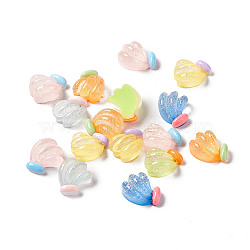 Opaque Resin Cabochons, with Glitter Powder, Banana, Mixed Color, 14x11x7.5mm(RESI-H140-11)