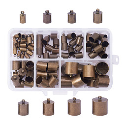 PandaHall Elite Brass Cord Ends, Nickel Free, Antique Bronze, 8~16x4~14mm, Hole: 1mm, Inner Diameter: 3~13.5mm, 80pcs/box(KK-PH0033-01-NF)