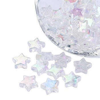 Eco-Friendly Transparent Acrylic Beads, Star, AB Color, Clear AB, 10x4mm, Hole: 1.5mm, about 100pcs/bag