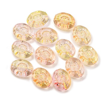 926Pcs Transparent Acrylic Beads, Flat Round, Pink, 13.5x11x5mm, Hole: 1.6mm, about 926pcs/500g