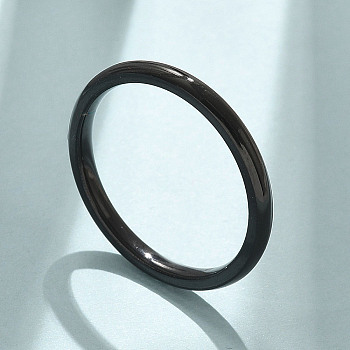 Ion Plating(IP) 304 Stainless Steel Plain Band Rings, Black, 2mm, US Size 7 1/4(17.5mm)