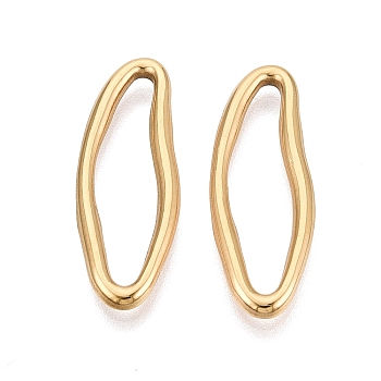 304 Stainless Steel Linking Rings, Irregular Horse Eye, Ion Plating(IP), Long-Lasting Plated, Real 18K Gold Plated, 30.5x11x2.5mm, Inner Diameter: 6.5x25.5mm