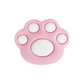 Bear Paw Food Grade Eco-Friendly Silicone Focal Beads, Chewing Beads For Teethers, Pink, 28.5mm