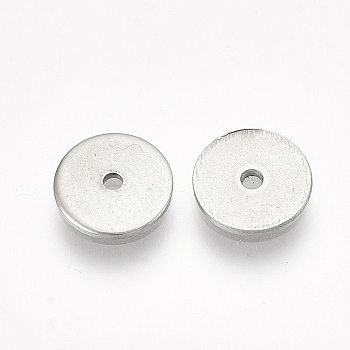 304 Stainless Steel Spacer Beads, Flat Round/Disc, Stainless Steel Color, 8x0.7mm, Hole: 1mm