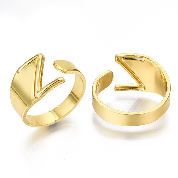 Alloy Cuff Finger Rings, Cadmium Free & Nickel Free & Lead Free, Alphabet, Golden, Letter.Z, US Size 8(18.1mm)