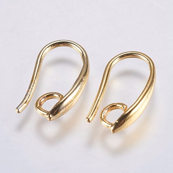 Brass Earring Hooks, with Horizontal Loop, Long-Lasting Plated, Lead Free & Cadmium Free, Golden, 15x8x2.5mm, Hole: 2.5mm, 18 Gauge, Pin: 1mm