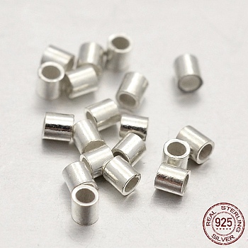 925 Sterling Silver Column Bead Spacers, Silver, 1.5x1.5mm, Hole: 1mm, about 730~750pcs/10g