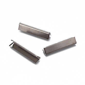 Iron Ribbon Crimp Ends, Crimp End Findings, Gunmetal, 7x40mm